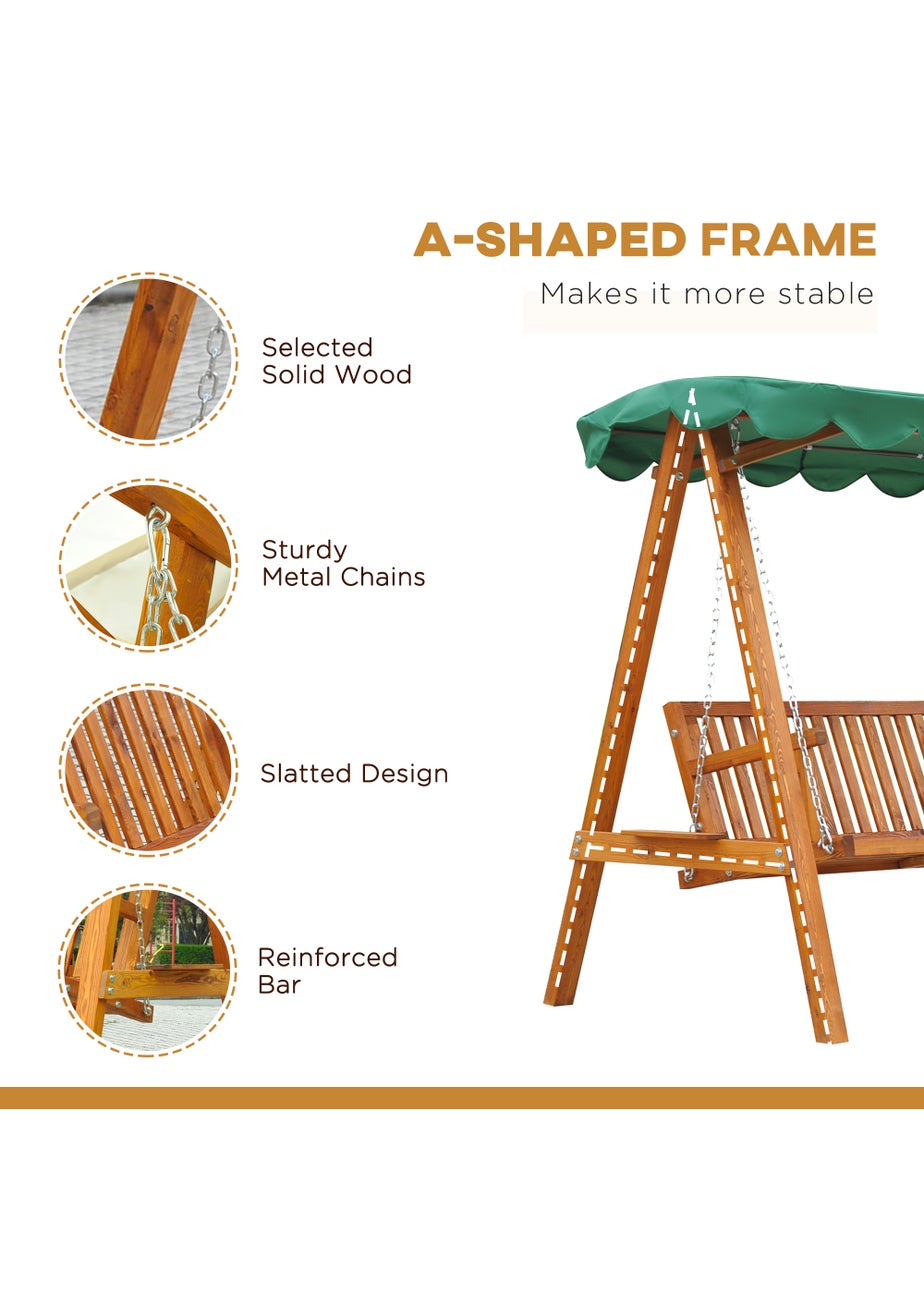 Outsunny 3 Seater Wooden Garden Canopy Swing Chair Hammock Bench