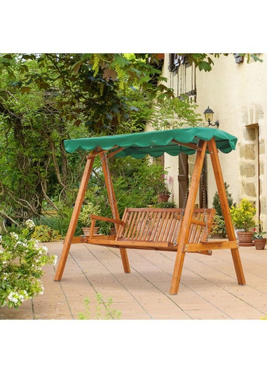 Outsunny 3 Seater Wooden Garden Canopy Swing Chair Hammock Bench