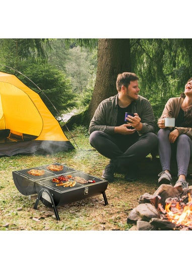 Outsunny Portable Double Sided Barbecue Grill (42cm x 26cm x 42cm)