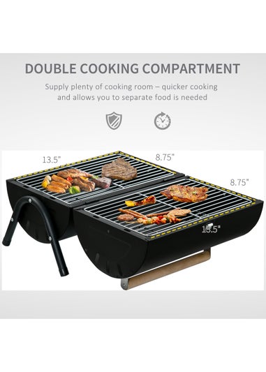 Outsunny Portable Double Sided Barbecue Grill (42cm x 26cm x 42cm)