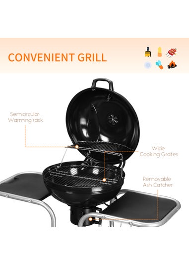 Outsunny Charcoal Trolley Barbecue Grill with Wheels (126cm x 52cm x 96cm)