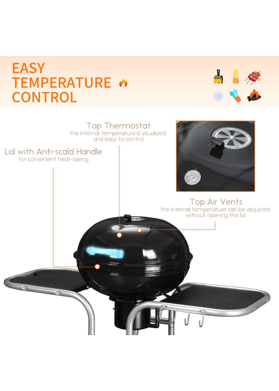Outsunny Charcoal Trolley Barbecue Grill with Wheels (126cm x 52cm x 96cm)