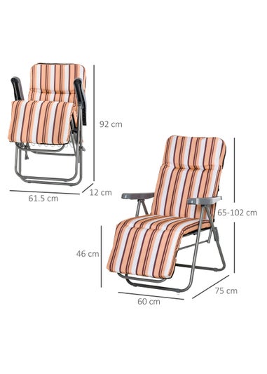 Outsunny Set of 2 Garden Patio Foldable Sun Recliners Loungers