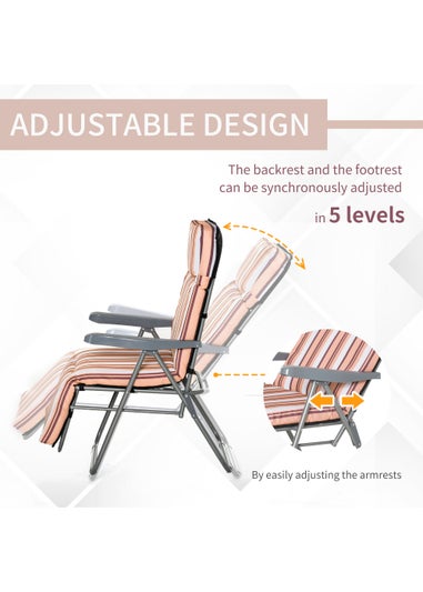 Outsunny Set of 2 Garden Patio Foldable Sun Recliners Loungers