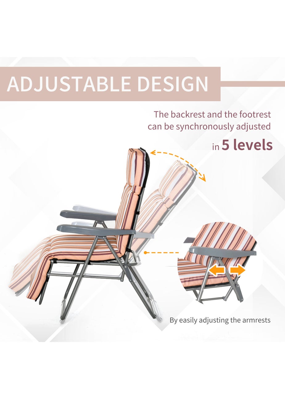 Outsunny Set of 2 Garden Patio Foldable Sun Recliners Loungers