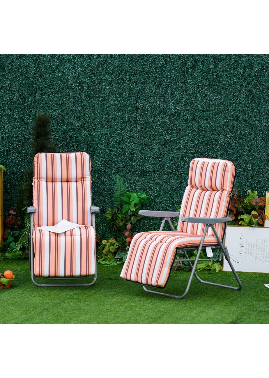 Outsunny Set of 2 Garden Patio Foldable  Sun Recliners Loungers