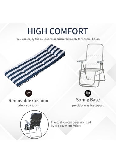 Outsunny Set of 2 Garden Patio Foldable Sun Recliners Loungers