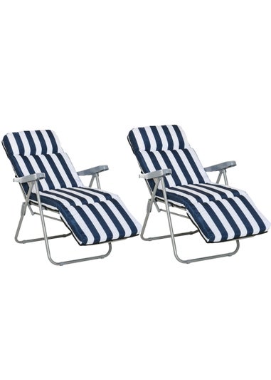 Outsunny Set of 2 Garden Patio Foldable Sun Recliners Loungers