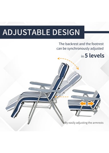 Outsunny Set of 2 Garden Patio Foldable Sun Recliners Loungers