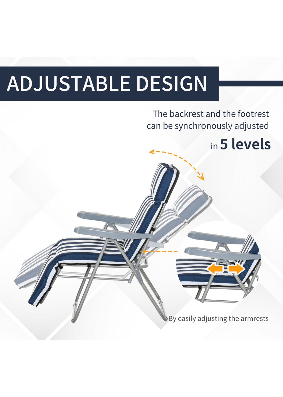 Outsunny Set of 2 Garden Patio Foldable Sun Recliners Loungers