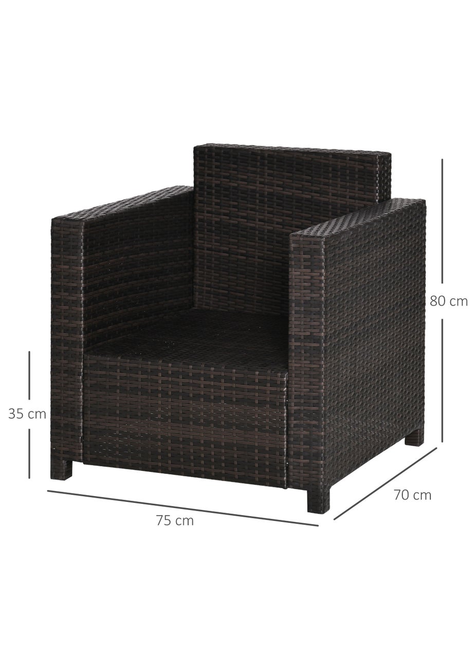 Outsunny 1 Seater Rattan Garden Chair (75cm x 70cm x 80cm)