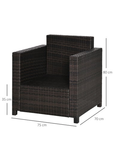 Outsunny 1 Seater Rattan Garden Chair (75cm x 70cm x 80cm)