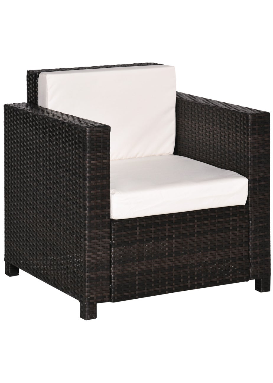 Outsunny 1 Seater Rattan Garden Chair (75cm x 70cm x 80cm)