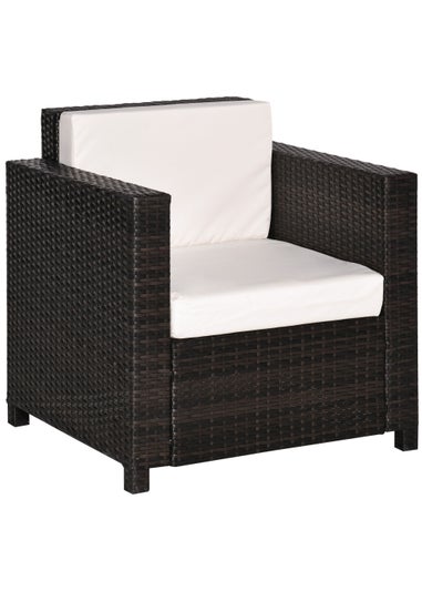 Outsunny 1 Seater Rattan Garden Chair (75cm x 70cm x 80cm)