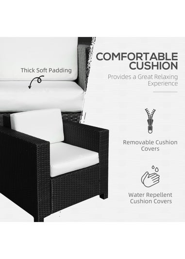 Outsunny 1 Seater Rattan Garden Chair (75cm x 70cm x 80cm)