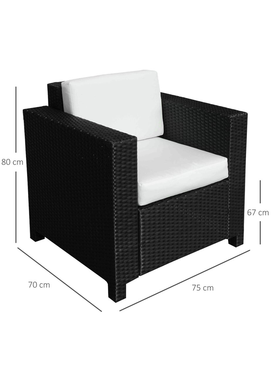 Outsunny 1 Seater Rattan Garden Chair (75cm x 70cm x 80cm)