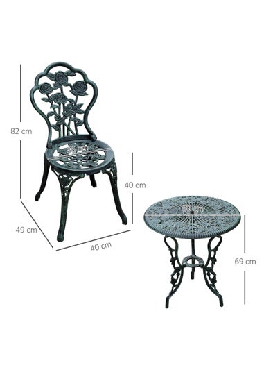 Outsunny 3 Piece Garden Cast Aluminium Bistro Set
