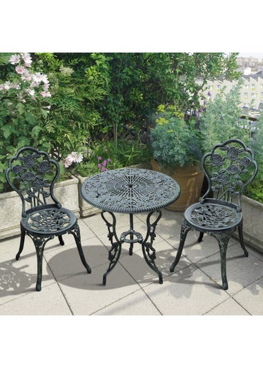 Outsunny 3 Piece Garden Cast Aluminium Bistro Set