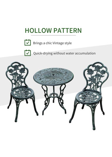 Outsunny 3 Piece Garden Cast Aluminium Bistro Set