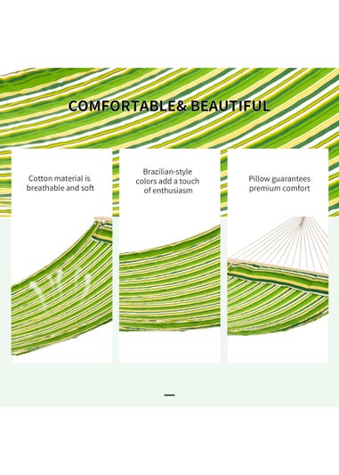 Outsunny Double Cotton Hammock Camping Bed Swing