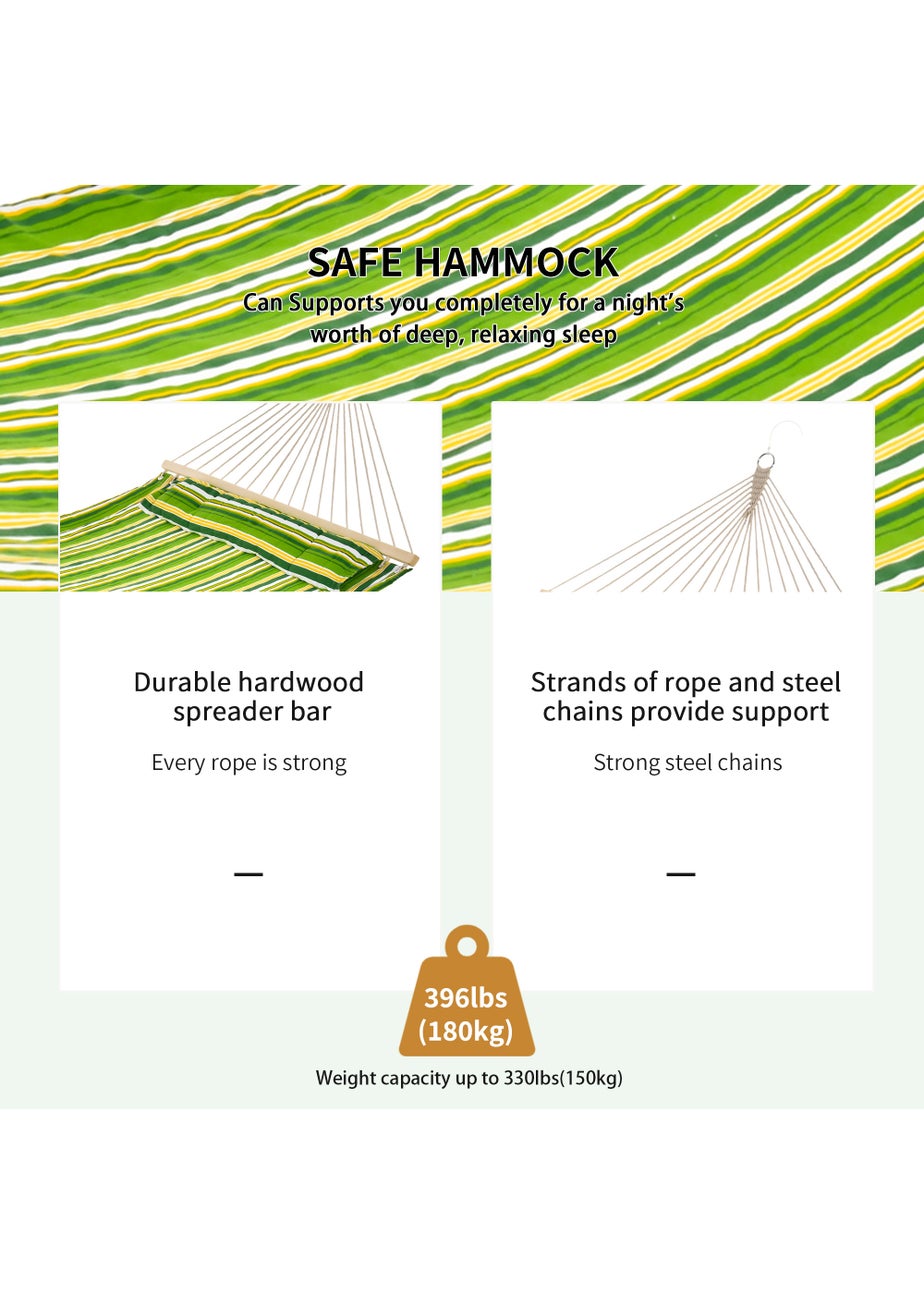 Outsunny Double Cotton Hammock Camping Bed Swing