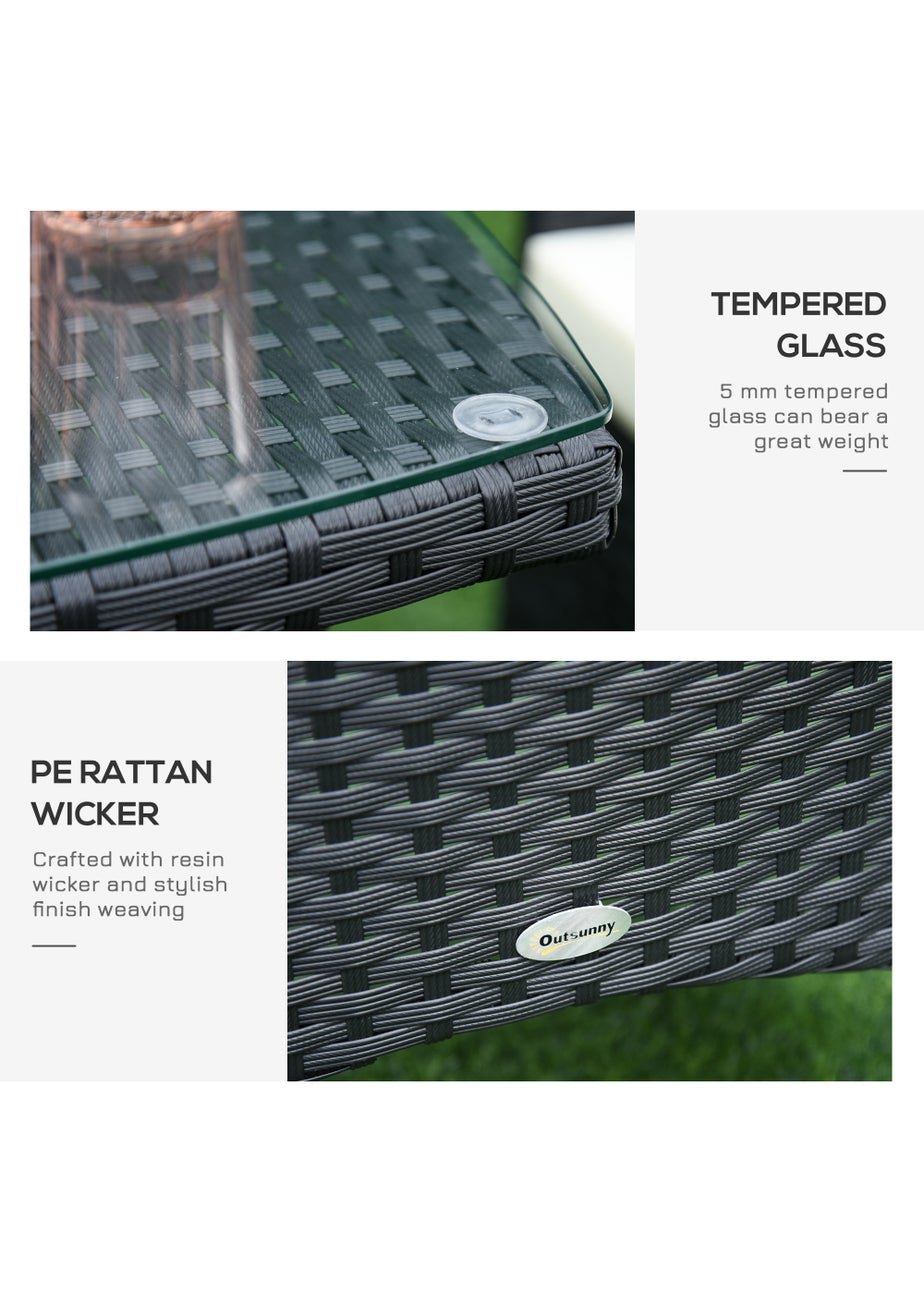 Outsunny 3 Piece Rattan Garden Bistro Furniture Set