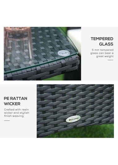 Outsunny 3 Piece Rattan Garden Bistro Furniture Set