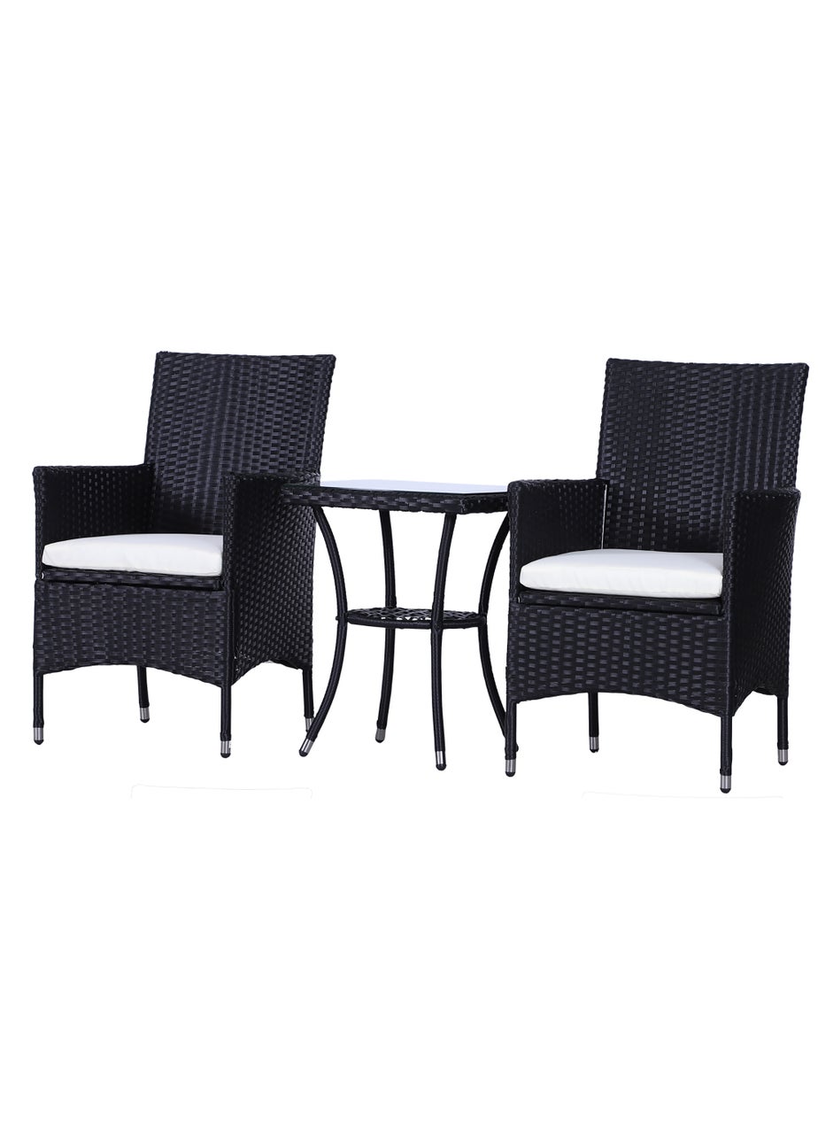 Outsunny 3 Piece Rattan Garden Bistro Furniture Set
