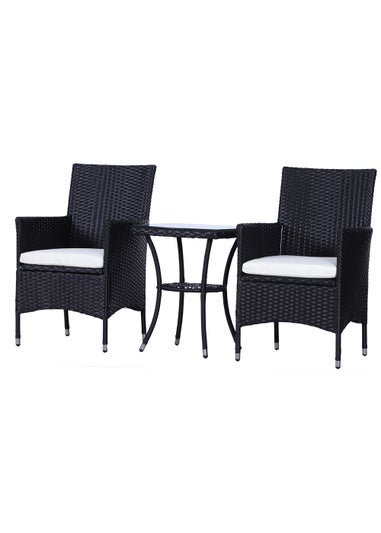 Outsunny 3 Piece Rattan Garden Bistro Furniture Set