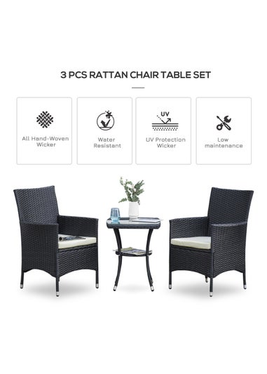 Outsunny 3 Piece Rattan Garden Bistro Furniture Set