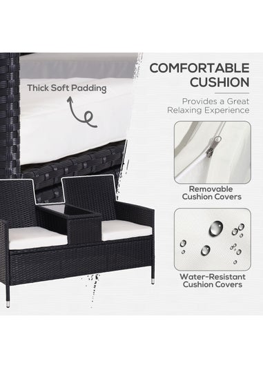 Outsunny 2 Seater Garden Bench with Table (133cm x 65cm x 84cm)