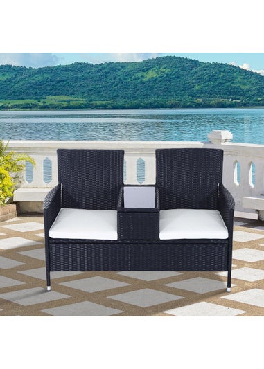Outsunny 2 Seater Garden Bench with Table (133cm x 65cm x 84cm)