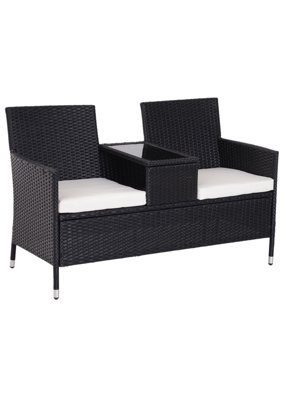 Outsunny 2 Seater Garden Bench with Table (133cm x 65cm x 84cm)