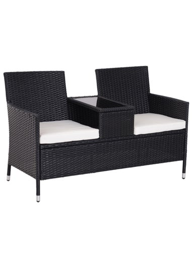 Outsunny 2 Seater Garden Bench with Table (133cm x 65cm x 84cm)