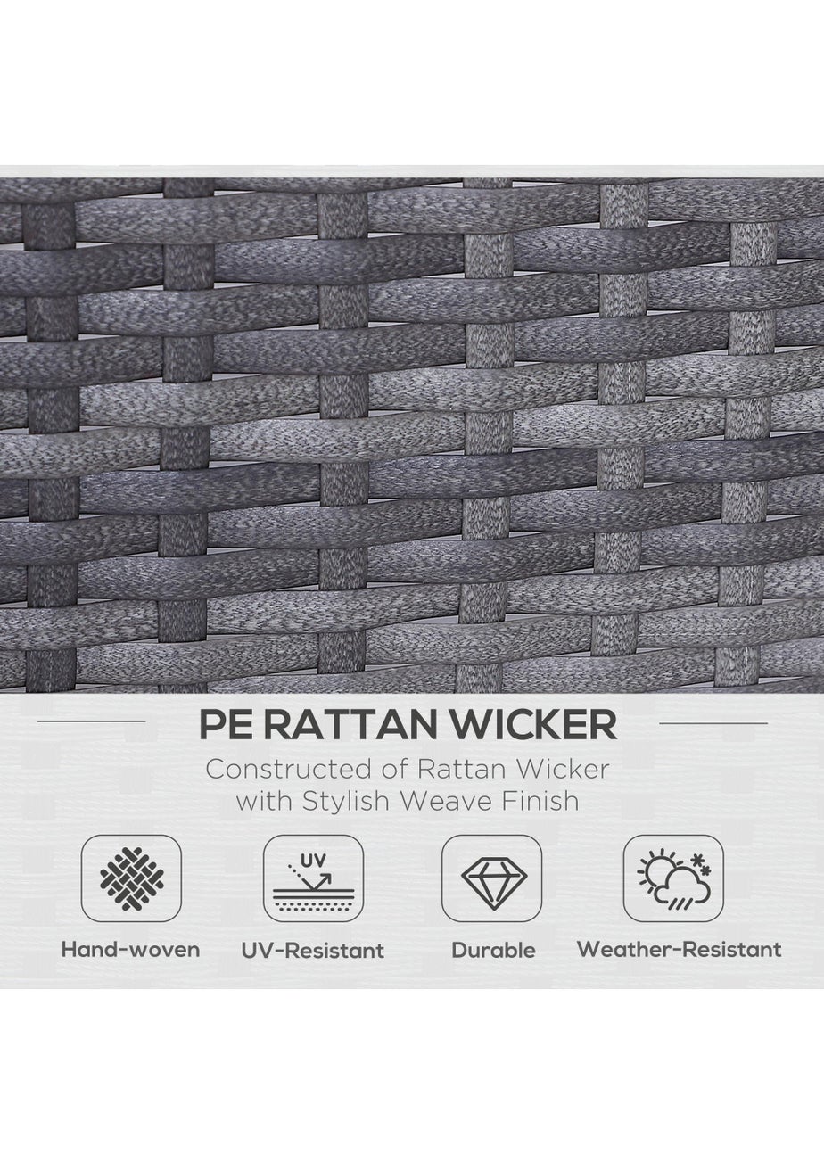 Outsunny Garden Rattan 2 Seater Companion Seat Wicker Love Seat Weave Partner Bench with Cushions