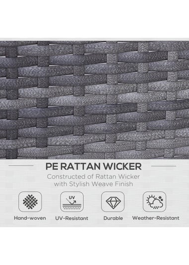 Outsunny Garden Rattan 2 Seater Companion Seat Wicker Love Seat Weave Partner Bench with Cushions