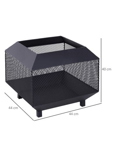 Outsunny Metal Firepit Patio Heater Brazier Garden Square Stove Log Wood Burner