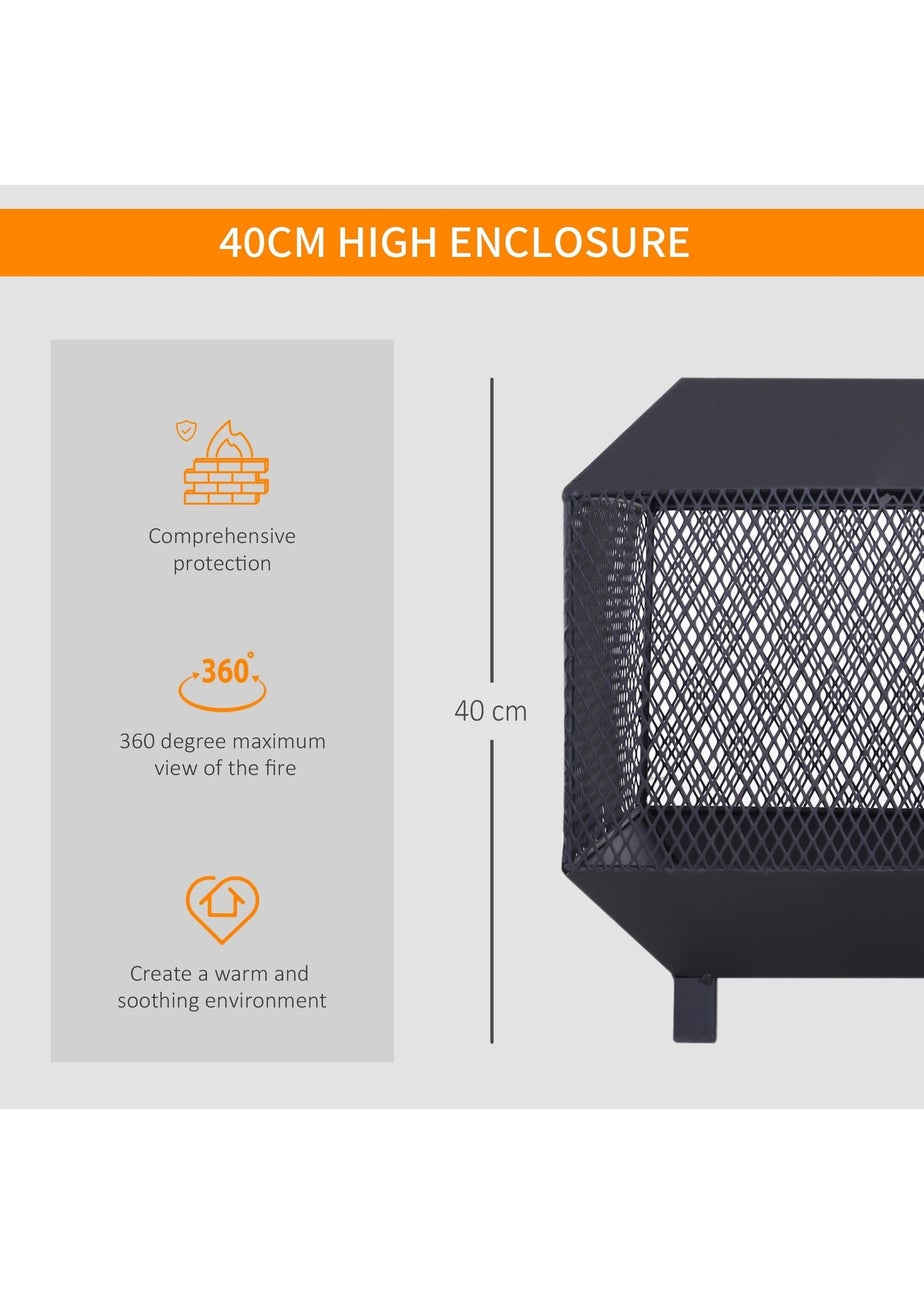 Outsunny Metal Firepit Patio Heater Brazier Garden Square Stove Log Wood Burner