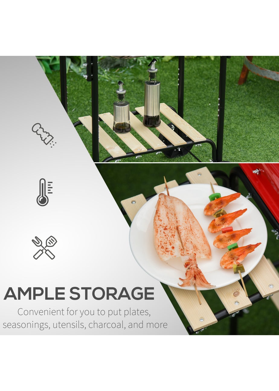 Outsunny Portable Steel Charcoal Barbecue Grill (98cm x 49cm x 81cm)