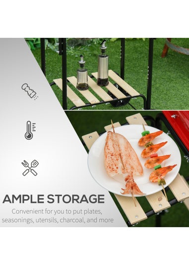 Outsunny Portable Steel Charcoal Barbecue Grill (98cm x 49cm x 81cm)