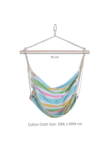 Outsunny Garden Hammock Chair with Wooden Support Bar Cotton Cloth, Portable Garden Chair