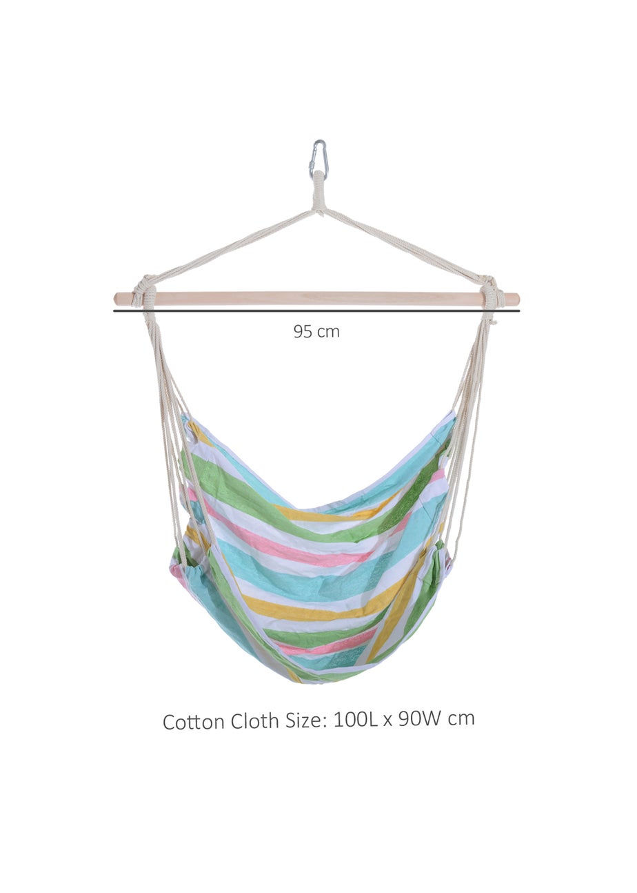 Outsunny Garden Hammock Chair with Wooden Support Bar Cotton Cloth, Portable Garden Chair