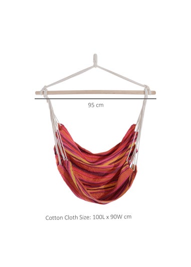 Outsunny Garden Hammock Chair with Wooden Support Bar Cotton Cloth, Portable Garden Chair