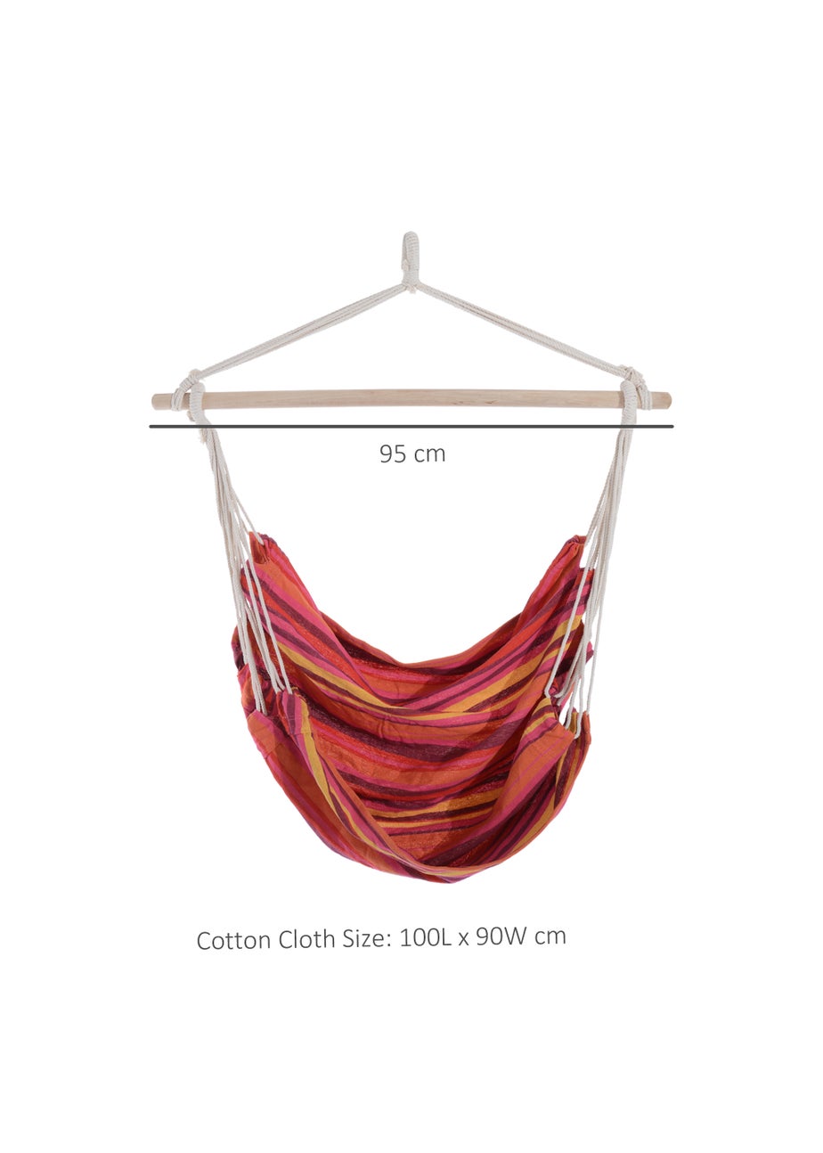 Outsunny Garden Hammock Chair with Wooden Support Bar Cotton Cloth, Portable Garden Chair