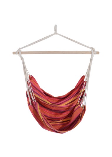 Outsunny Garden Hammock Chair with Wooden Support Bar Cotton Cloth, Portable Garden Chair