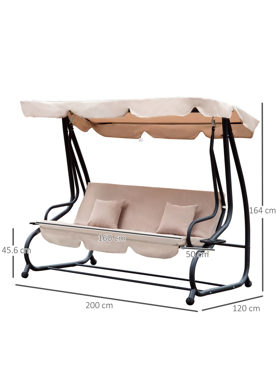 Outsunny 3 Seater Garden Swing Seat Bed Convertible 2-in-1 Hammock Bed