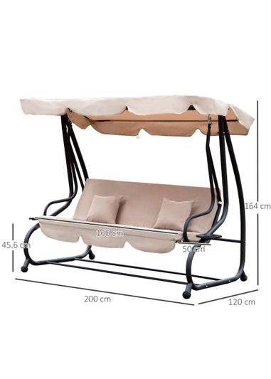 Outsunny 3 Seater Garden Swing Seat Bed Convertible 2-in-1 Hammock Bed