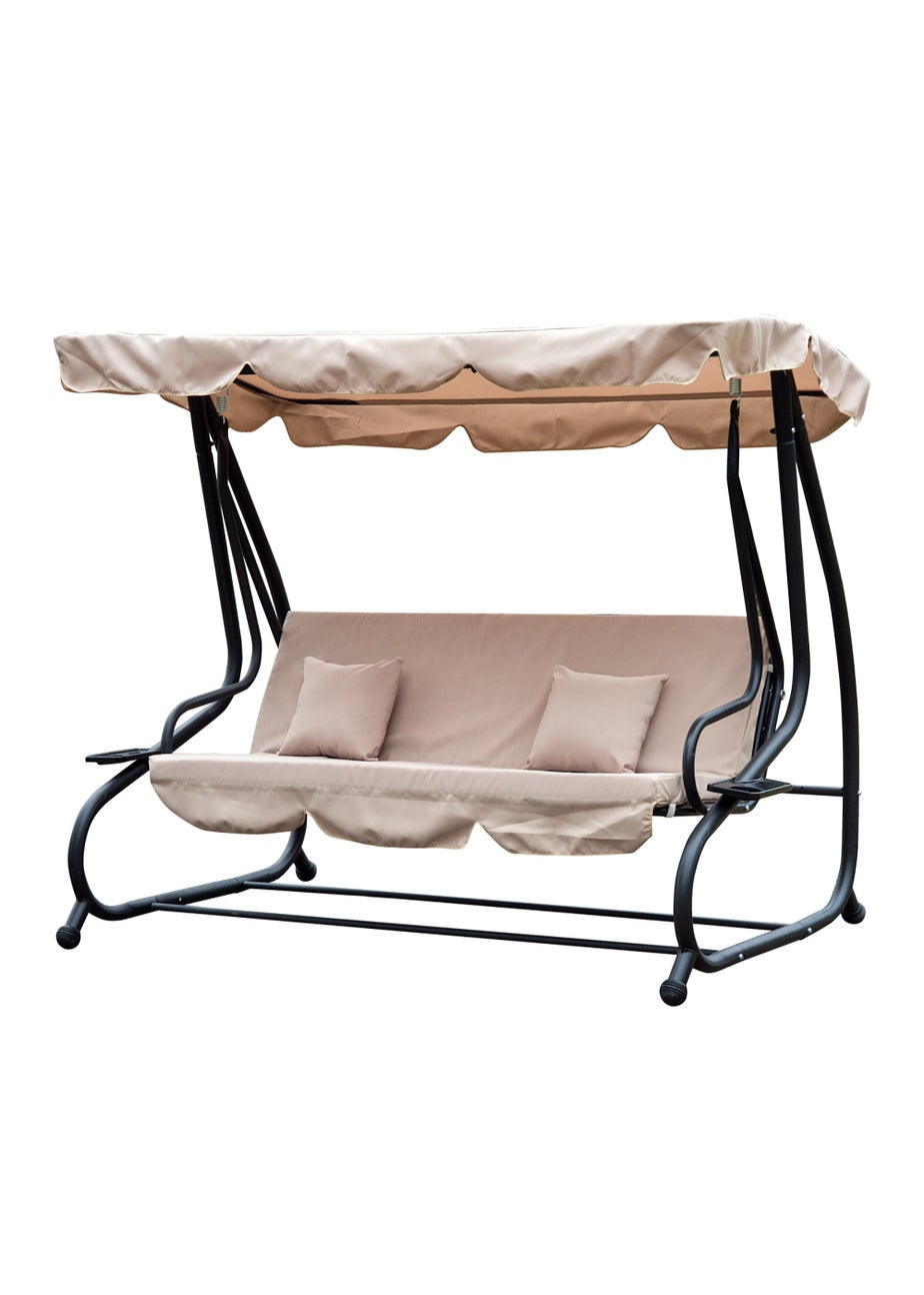 Outsunny 3 Seater Garden Swing Seat Bed Convertible 2-in-1 Hammock Bed