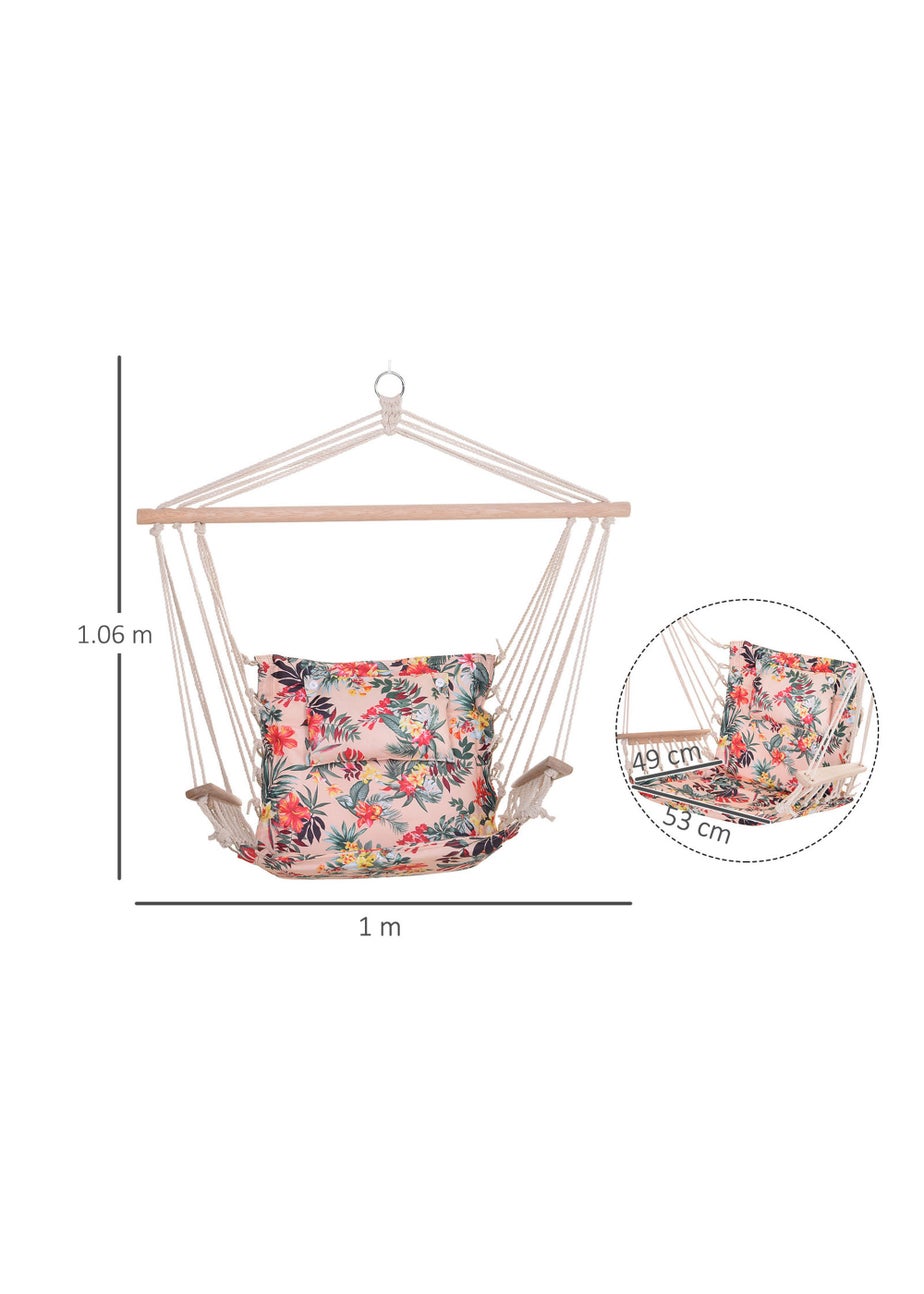 Outsunny Garden Outdoor Hanging Hammock Chair Thick Rope Multicoloured stripes