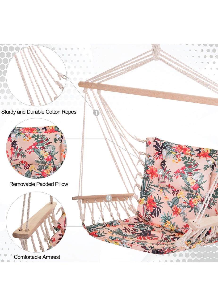 Outsunny Garden Outdoor Hanging Hammock Chair Thick Rope Multicoloured stripes